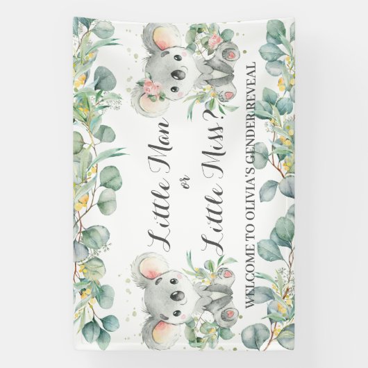 Koalas Greenery Gender Reveal Willkommen Hintergru Banner (Vertikal)