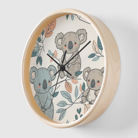 Koalas in Bloom-Kinderzimmer Uhr (Winkel)