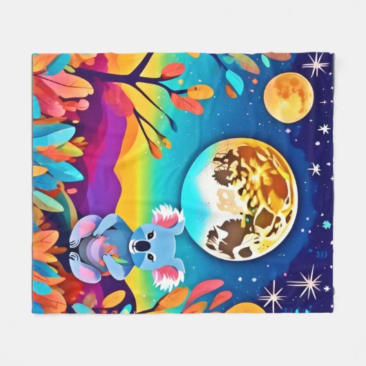 Koalas mondlische Nacht Fleecedecke (Vorderseite (Horizontal))