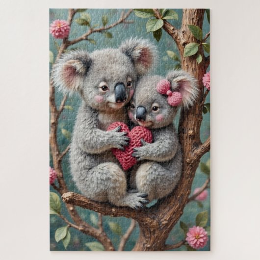 Koalas Snuggled Tight on Eucalyptus Branch Puzzle (Vertikal)