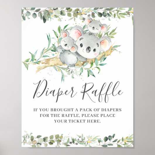 Koalas Twins Baby Duschkabine Windeln Raffle Ticke Poster (Vorne)