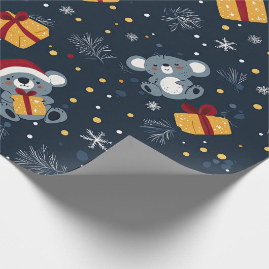 Koalas und Geschenkboxen Weihnachten Geschenkpapier (Ecke)