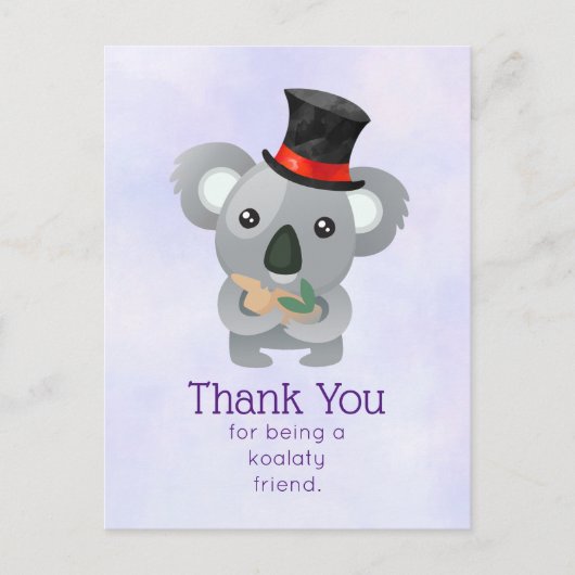 Koalaty Friend Pun Niedlich Koala in Top Hat Postkarte (Vorderseite)
