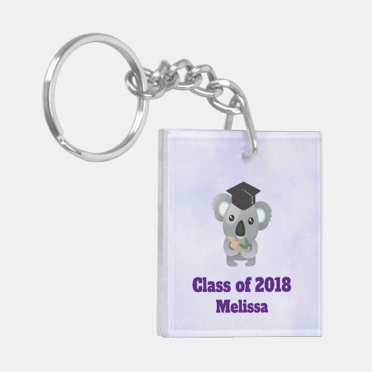 Koalaty graduierte Pun Koala in Grad Cap Schlüsselanhänger (Vorderseite links)