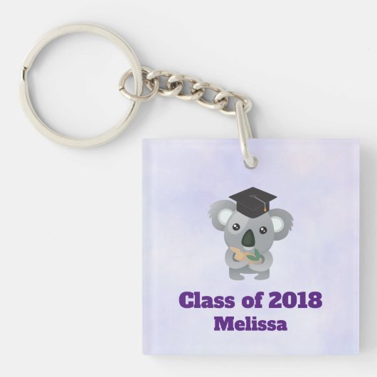 Koalaty graduierte Pun Koala in Grad Cap Schlüsselanhänger (Vorderseite)