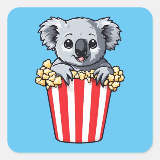 Koalaty Popcorn Quadratischer Aufkleber (Vorderseite)