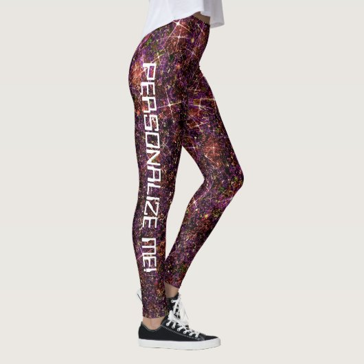 Koaleszierende Quarks Subatomare Galaxie Glitzer C Leggings (Rechts)