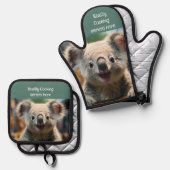 Koality Cooking hier Fun Küche Ofenhandschuh & Topflappen-Set (Vorderseite/Rückseite)