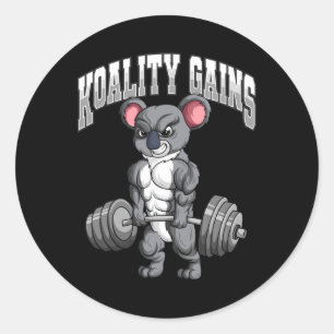 Koality Gains Fitness Gym Koala Bodybuilding Runder Aufkleber