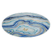 Kobalt-Achat II des Monogramm-| Schneidebrett (Ecke)