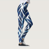 Kobalt-Aquarell deckt IV mit Ziegeln Leggings (Rechts)