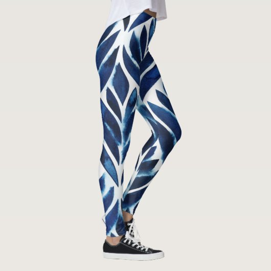 Kobalt-Aquarell deckt IV mit Ziegeln Leggings (Rechts)