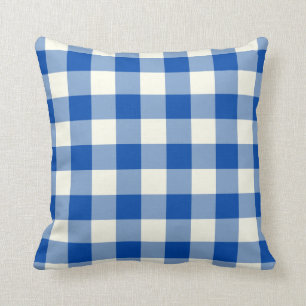 Kobalt-Blau-Gingham-Wurfs-Kissen Kissen
