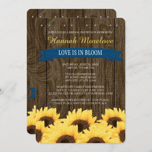 KOBALT-BLAU-LADEN RUSTIKALES EINLADUNG (Vorne/Hinten)