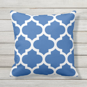 Kobalt-Blau-Marokkaner Quatrefoil Kissen im Freien