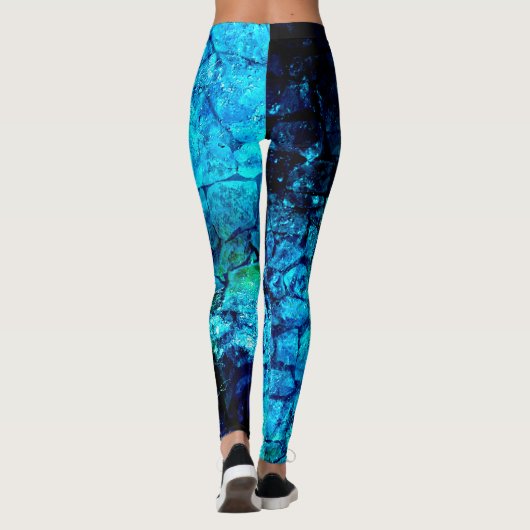 Kobalt-Blau-Meeresgrund-Wasser-Beschaffenheit Leggings (Rückseite)
