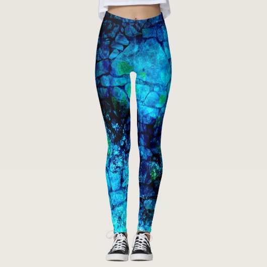 Kobalt-Blau-Meeresgrund-Wasser-Beschaffenheit Leggings (Vorderseite)
