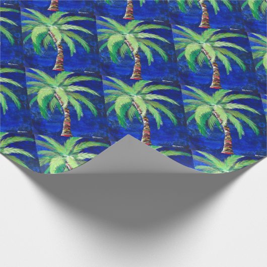 Kobalt-Blau-Palme-Geschenk-Packpapier Geschenkpapier (Ecke)