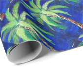 Kobalt-Blau-Palme-Geschenk-Packpapier Geschenkpapier (Rolleneckpunkt)