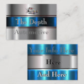 Kobalt-Blau u. silbernes w/Antique Auto des Stahl- Visitenkarte (Vorne/Hinten)