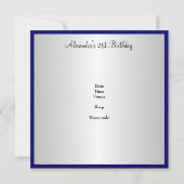 Kobalt Blau und Weiß 21. Geburtstag Party Einladung (Rückseite)