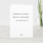 Kobalt-Blau-Vasen-Blumen-Gruß-Karte Karte (Rückseite)