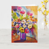 Kobalt-Blau-Vasen-Blumen-Gruß-Karte Karte (Gelbe Blume)