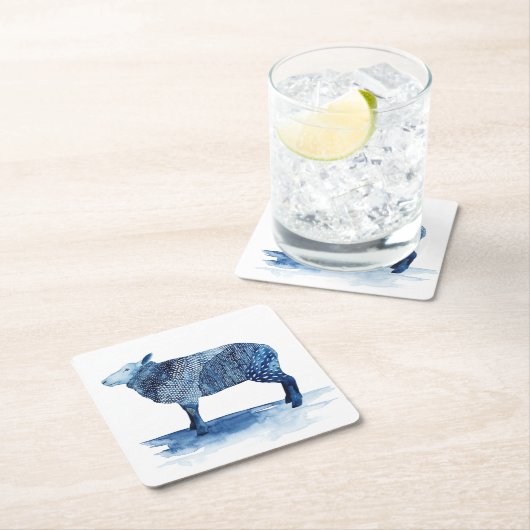 Kobalt-Blau-Vieh - Schafe Rechteckiger Pappuntersetzer (Vor Ort)