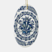 Kobalt-Blau-Weihnachtsverzierungen Keramik Ornament (Rechts)
