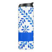 Kobalt Blau-Weiß-Mittelmeer-Individuelle Name Thermosbecher (Nach links gedreht)