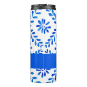 Kobalt Blau-Weiß-Mittelmeer-Individuelle Name Thermosbecher (Rückseite)