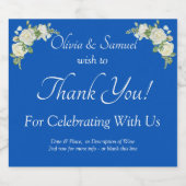 Kobalt Blau & Weiß Schaumweinetikett (Einzelnes Label)