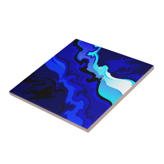 Kobalt-Blau-Wellen-Strudel-Entwurf Fliese (Seite)