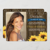 Kobalt Blauer Sonnenblumen Abschluss Ankündigung (Vorne/Hinten)