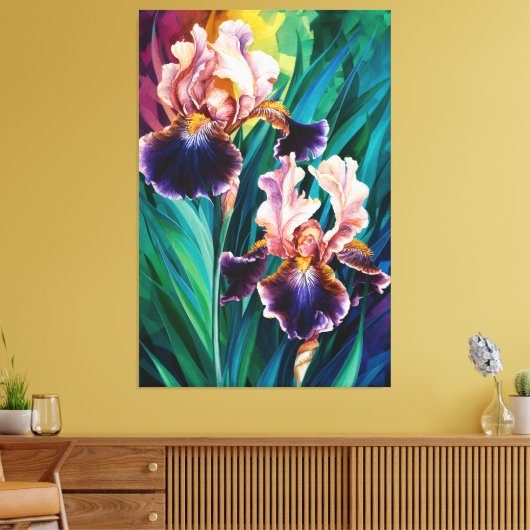 *~* Kobalt Irische Blume Künstlerisch Iris Malerei Leinwanddruck (Insitu (Wohnzimmer))