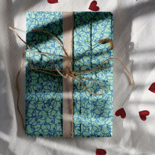 Kobalt Kritzelringe – minimales modernes Muster Geschenkpapier Set