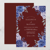 Kobalt-Maroon lackierte Hochzeit Einladung (Vorne/Hinten)