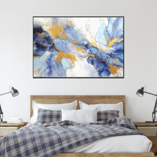 Kobalt- und Gold-Ozean-Adern-Abstrakte Kunst  Leinwanddruck