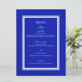 Kobaltblau anpassbare Hochzeitsmenü Menükarte (Stehend Vorderseite)