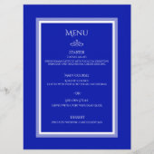 Kobaltblau anpassbare Hochzeitsmenü Menükarte (Vorderseite)