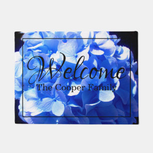 Kobaltblau Blütenblütenelegante Hydrangeas Fußmatte