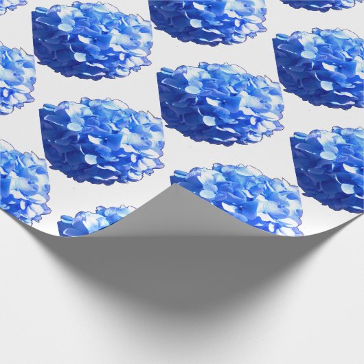 Kobaltblau Blütenblütenelegante Hydrangeas Geschenkpapier (Ecke)