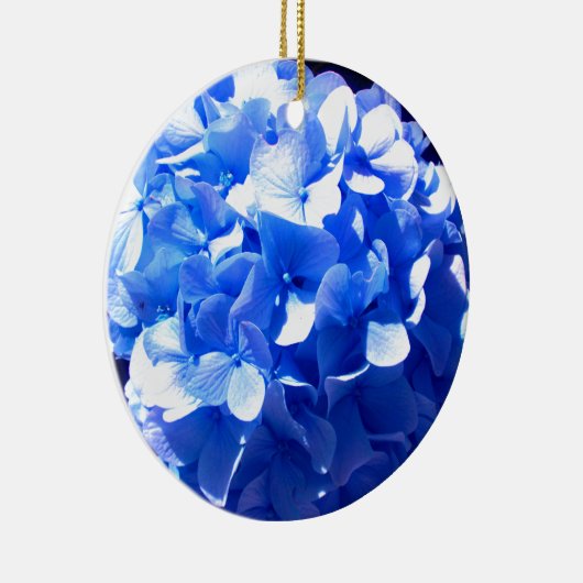Kobaltblau Blütenblütenelegante Hydrangeas Keramik Ornament (Rechts)
