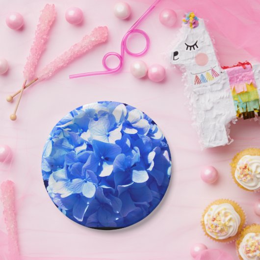 Kobaltblau Blütenblütenelegante Hydrangeas Pappteller (Party)