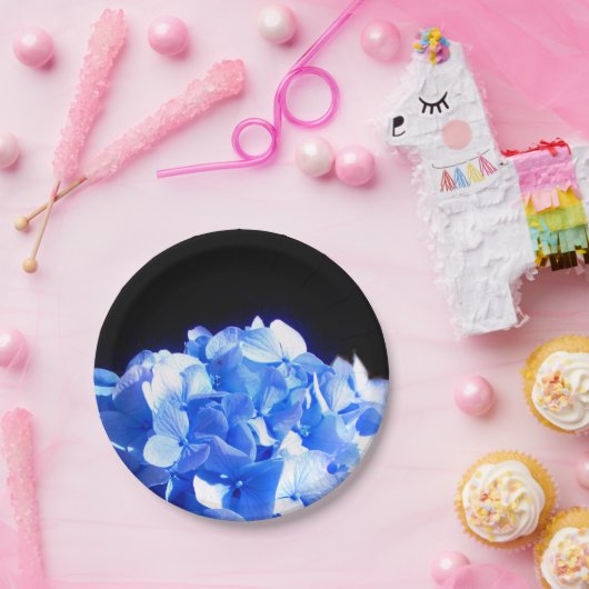Kobaltblau Blütenblütenelegante Hydrangeas Pappteller (Party)