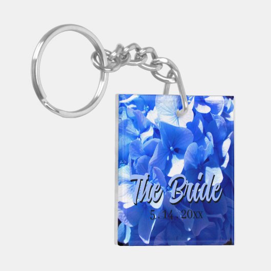 Kobaltblau Blütenblütenelegante Hydrangeas Schlüsselanhänger (Vorderseite links)