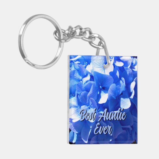 Kobaltblau Blütenblütenelegante Hydrangeas Schlüsselanhänger (Vorderseite links)