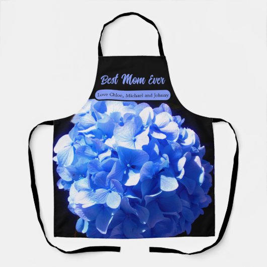 Kobaltblau Blütenblütenelegante Hydrangeas Schürze (Vorderseite)