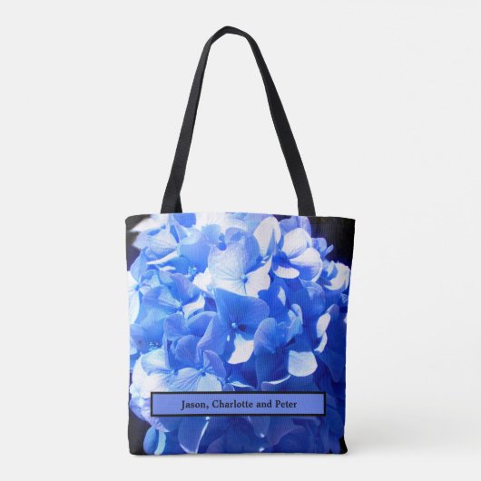 Kobaltblau Blütenblütenelegante Hydrangeas Tasche (Rückseite)