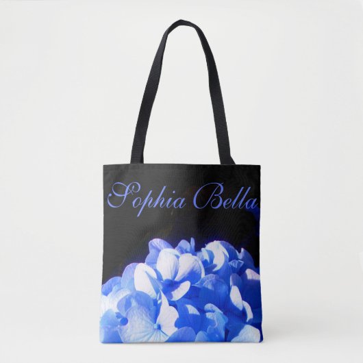 Kobaltblau Blütenblütenelegante Hydrangeas Tasche (Vorderseite)
